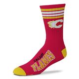 Men's For Bare Feet Calgary Flames 4-Stripe Deuce Socks