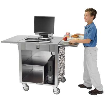 Lakeside 641GS Stainless Steel Cash Register Stand with Gray Sand Laminate Finish