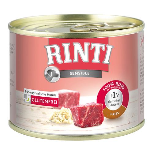 24x185g Sensible Rind & Reis RINTI Hundefutter nass