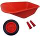 KetoPlastics WHEEL BARROW RED REPLACEMENT PLASTIC BODY 110 LITRE/NO HOLES MADE IN UK WITH PU PUNCTURE PROOF WHEEL PLUS 30MM HANDLE GRIPS