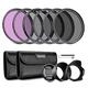 Neewer 58mm Lens Filter Kit: UV, CPL, FLD, ND2, ND4, ND8, Lens Hood and Lens Cap Compatible with Canon Nikon Sony Panasonic DSLR Cameras with 58mm Lens