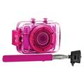 Action Cam Underwater Waterproof Digital Camera DVR731HD 720p HD Video Recording BUNDLE: Selfie Stick (Pink)