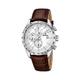 Festina Men's Quartz Watch with White Dial Chronograph Display and Brown Leather Strap F16760/1