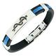 ON Steroids-Medical Alert Bracelet Medi-Tag Black/Blue Rubber Stainless Steel Medical ID Band (8.5")