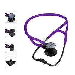 MDF® ProCardial® ERA® Cardiology Lightweight Dual Head Stethoscope with Adult, Pediatric, and Infant-Neonatal Convertible chestpiece - Free-Parts-for-Life -Black and Purple (MDF797X-B08)