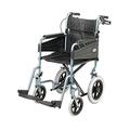 Days Escape Lite Wheelchair, Attendant Propelled Lightweight Aluminium with Folding Frame, Mobility Aid, Comfy and Sturdy, Portable Transit Travel Chair, Removable Footrests, Narrow, Silver Blue