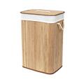 Compactor Bamboo Laundry Basket with Lid, Foldable Washing Hamper for Storing Clothes and Linen in Bedrooms and Bathrooms, Removable Liner and Rope Handles, Natural Brown