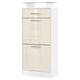 Vladon Loret V2 Shoe Cabinet, Shoe Storage Unit for 8 Pairs of Shoes with 2 Drop-Down Doors and 1 Drawer and Glass Shelf, White matt/Cream High Gloss (46 x 104 x 23 cm)