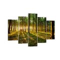 Canvas Print 150x100cm Canvas Picture forest green sun rays nature Large XXL Home Decor Framed Living Room Bedroom Kitchen Set 5 piece Wall Art Decoration Photo Printed Modern Artwork EA150x100-2510