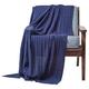 HOMESCAPES Navy Cable Knit Throw 130 x 170 cm Combed Cotton Soft and Cosy Dark Blue Blanket Bed and Sofa Throw For Armchairs and Single Beds
