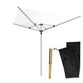 FunkyBuys® Heavy Duty 50M 4 Arm Rotary Airer/Dryer Clothes Metal Washing Line Ground Spike Garden Clothes Line