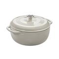 Lodge 5.68 litre / 6 quart Cast Iron/Porcelain Enamel Dutch Oven/Casserole Dish, Oyster White,EC6D13