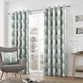 Fusion - Woodland Trees - 100 Percent Cotton Pair of Eyelet Curtains - 66" Width x 72" Drop (168 x 183 cm) in Duck egg