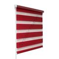 Red Day and Night Zebra/Vision Window Roller Blind, Choice of 16 Width Sizes, 80cm Wide (+4.5cm fittings)