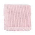 The Wool Company Wool Cellular Blanket - 100% Pure New Wool Bed Blankets with Satin Trim - Super-King 280 x 305 cm Powder Pink - Made in England