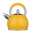 Premier Housewares 505127Premier Houseware Whistling Kettle Travel Kettle Heat Resistant Handle Coffee Kettle Stainless Steel Kettle Yellow Kettle Stove Kettle 2.4 L 25Hx19Wx19D,2.4 Litre