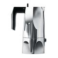 Alessi Ossidiana espresso coffee maker in aluminium casting, Handle and knob in black thermoplastic resin, 1 Cup, 24.5 x 15 x 4.5 cm