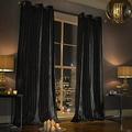 Iliana Kylie Minogue Luxury Velvet Ring Top Curtains Pair - 66x72 (168x183cm) Black