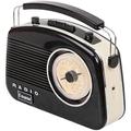 Steepletone Brighton Mk2 Shabby Chic Nostalgic Retro Radio (1950's Style), Mains Electric/Battery Powered. Rotary Radio FM & AM (MW + LW). Mobile Smart Phone Music Playback (Mains Lead Inc) Black