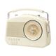 Steepletone Brighton Mk2 Shabby Chic Nostalgic Retro Radio (1950's Style), Mains Electric/Battery Powered. Rotary Radio FM & AM (MW + LW). Mobile Smart Phone Music Playback (Mains Lead Inc) Beige