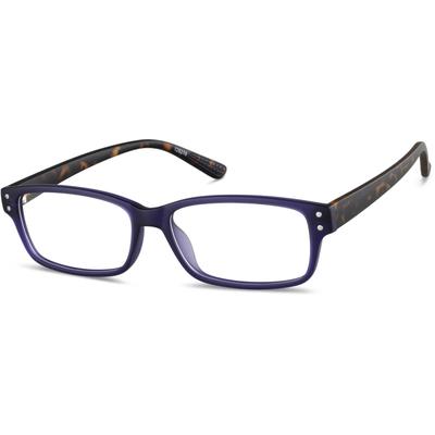 Zenni Rectangle Prescription Glasses Blue Tortoiseshell Plastic Full Rim Frame