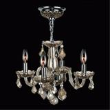 Worldwide Lighting W83100C16-GT Clarion Collection Collection 4 Light Chrome Finish with Golden Teak Crystal Chandelier