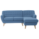 Ecksofa Blau Polsterbezug 3-Sitzer L-Förmig Linksseitig Retro Wonzimmer