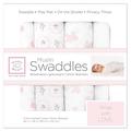 SwaddleDesigns X-Large Cotton Muslin Swaddle Blankets, Butterflies and Posies, Pastel Pink, Set of 4