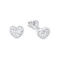 Amor Ohrstecker 925 Sterling Silber Damen Ohrschmuck, mit Kristall, 0,6 cm, Silber, Herz, Kommt in Schmuck Geschenk Box, 9968459