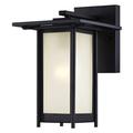Westinghouse 62038 - 1 Light (Medium Screw Base) 11.25" Lantern Textured Black with Frosted Glass Wall Light Fixture