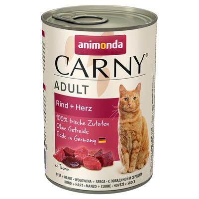 24x400g Rind & Herz animonda Carny getreidefreies Katzenfutter nass