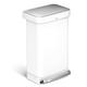 simplehuman CW2027 45L Rectangular Kitchen Pedal Bin with Liner Pocket, Silent Soft Close Lid, Strong Wide Pedal, White Steel, W 40.5cm x H 65.5cm x D 33.8cm