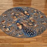 Majestic Peacock Round Rug Slate Gray, 5'6" Round, Slate Gray