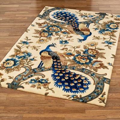 Majestic Peacock Rectangle Rug Vanilla, 5' x 8', Vanilla