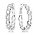 Gemini Women's Jewelry 18K White Gold Plated Big Large Hoop Pierced 925 Silver Earrings with CZ Diamonds in 3 colors, Platinum, Rose Gold, Yellow Gold Gm039Rg 1.5 inches