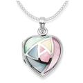 GENUINE 925 Sterling Silver Mother of Pearl Heart Locket Necklace on 18" curb chain - SIZE:19mm.8392/18