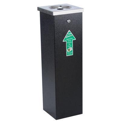 No Butts Bin Co. Flat Top Tower Outdoor Ashtray in Gray/Black, Size 29.0 H x 8.0 W x 8.0 D in | Wayfair FLT04