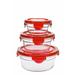Glasslock Round 3 Container Food Storage Set Glass in Red | 2.1 H x 3.5 W x 3.5 D in | Wayfair GL-K41875172