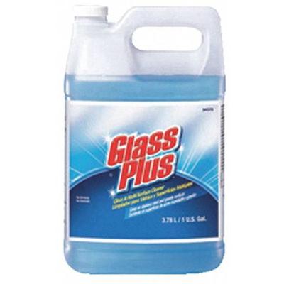 GLASS PLUS 94379 Liquid Glass Cleaner, 1 gal., Blue, Unscented, Jug, 4 PK