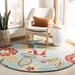 Blue/Red 96 x 0.5 in Indoor Area Rug - Winston Porter Emrick Floral Handmade Looped Wool Red/Blue Area Rug Wool | 96 W x 0.5 D in | Wayfair