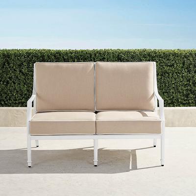 Grayson Loveseat with Cushions in White Aluminum - Standard, Rain Cobalt - Frontgate