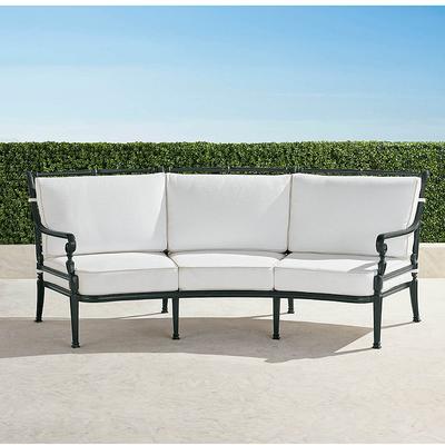 Carlisle Curved Sofa with Cushions in Onyx Aluminum - Standard, Rain Aruba - Frontgate