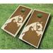 AJJ Cornhole 2' x 4' Horse Stained Solid Wood Cornhole Set w/ Bags Solid Wood in Orange/Red/Brown | 12 H x 24 W x 48 D in | Wayfair