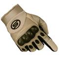 Seibertron Men's Hard Knuckle Sheep Skin Palm Carbon Fiber Motorcycle MTB Gloves Khaki Large