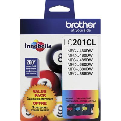 Brother LC201 3-Pack Ink Cartridges - Cyan/Magenta/Yellow - LC-2013PKS