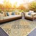 Gray/White 94 x 0.16 in Area Rug - The Conestoga Trading Co. Colton Floral Machine Made Indoor/Outdoor Area Rug in Ivory/Gray | Wayfair