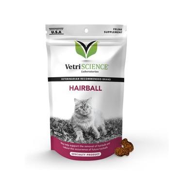 VetriScience Hairball Chicken Liver Flavored Soft Chews Hairball Control Supplement for Cats, 60 count