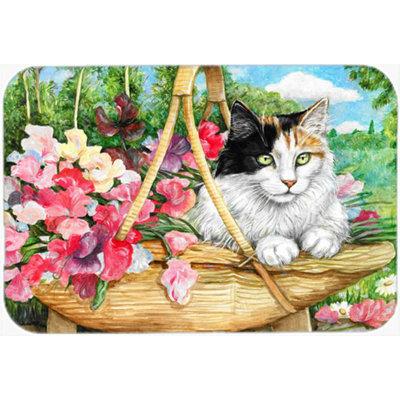 Caroline's Treasures Cat In Basket Glass Cutting Board Glass, Size 0.5 H x 12.0 W in | Wayfair CDCO0178LCB