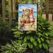 Caroline's Treasures Summer Teddy Bear & Cat on Beach 2-Sided Garden Flag, Polyester in Indigo/Brown | 15 H x 11 W in | Wayfair CDCO0336GF