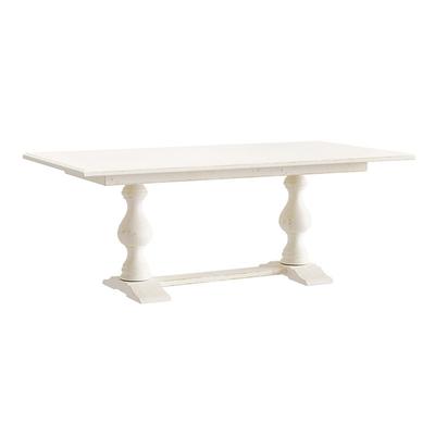 Casa Florentina Tarvine Double Pedestal Extension Dining Table - Distressed Off White over Gray - Ballard Designs